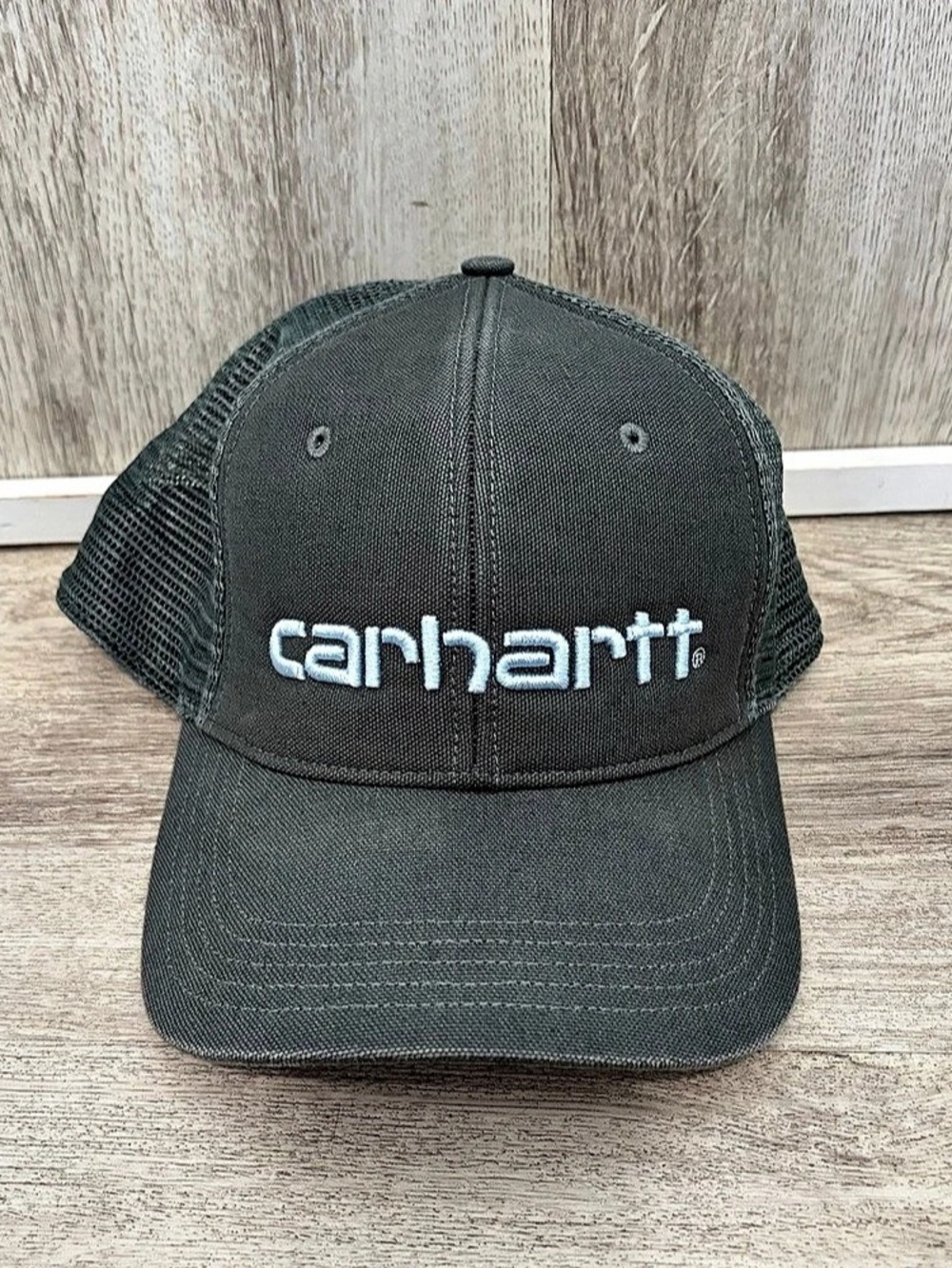 Carhartt Mesh Trucker Hat Cap One Size Adjustable Gray Blue Excellent